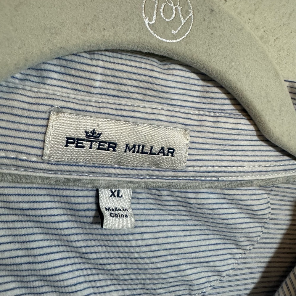 Peter Millar Blue Stripe Polo Pima Cotton Silk XL - Picture 4 of 4